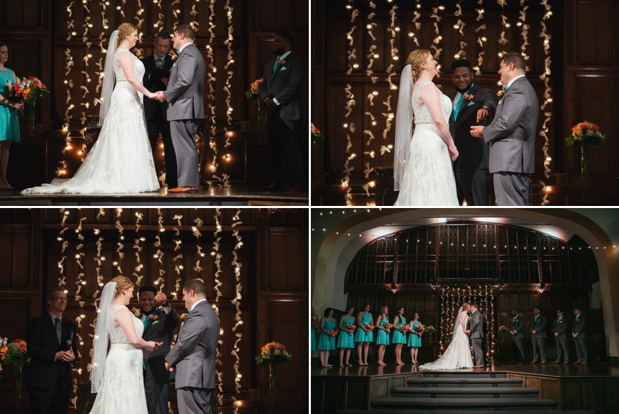 first kiss of husband and wife at Tiffany Blue Wedding in Columbus Ohio