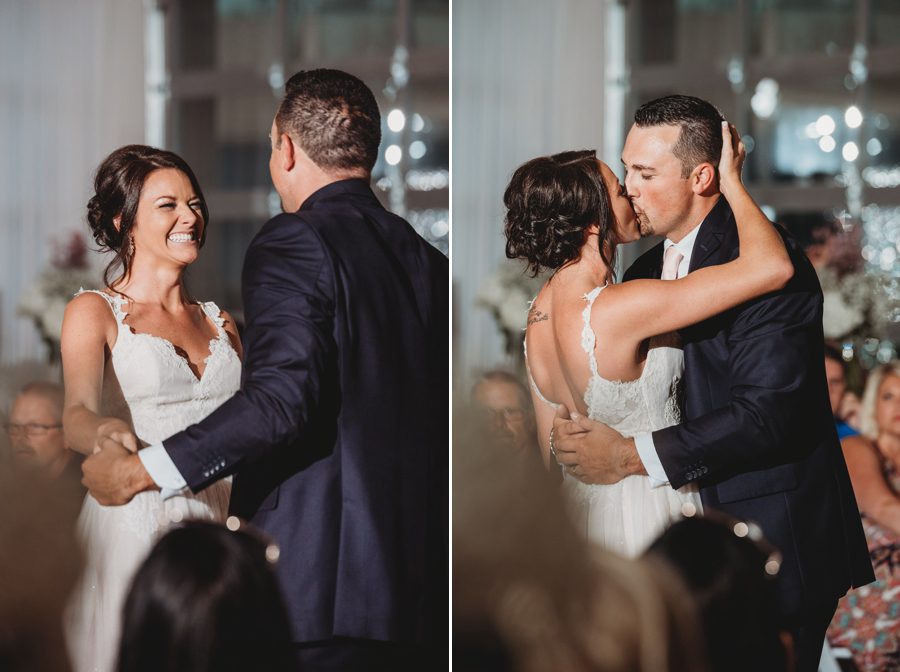 Cortni and Darren sharing a kiss during their first dance